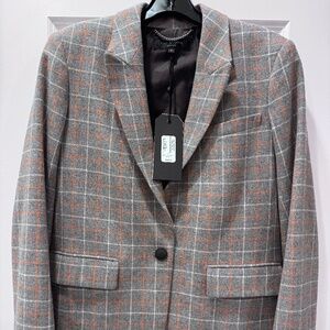 Rag & Bone Rylie Grey Check Blazer Wool Blend NWT $395